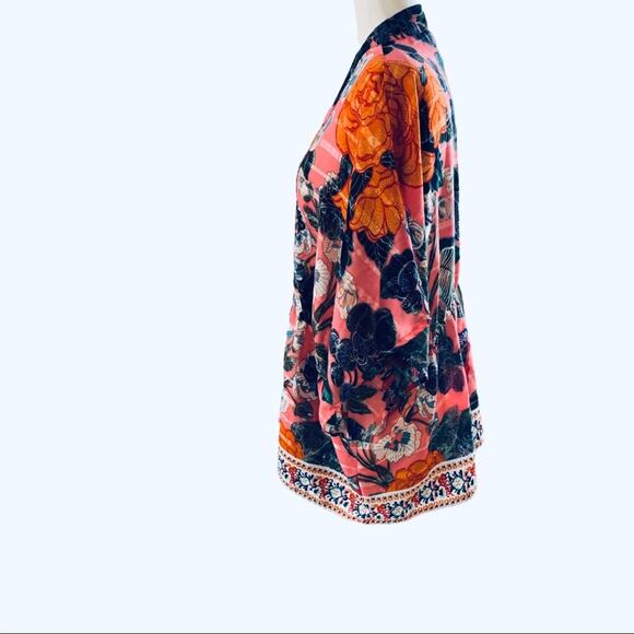 Free people enchanted blooms floral pink kimono one size - Picture 9 of 12